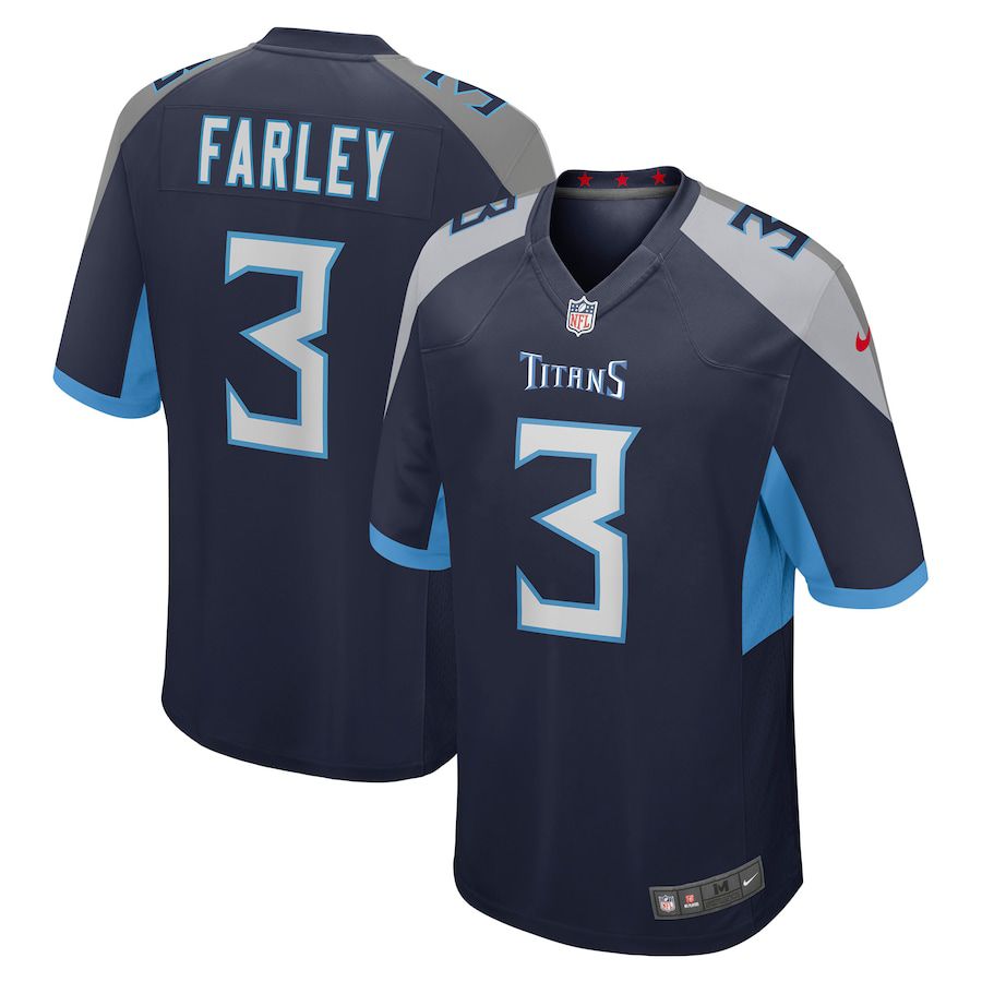 Men Tennessee Titans 3 Caleb Farley Nike Navy Game NFL Jersey